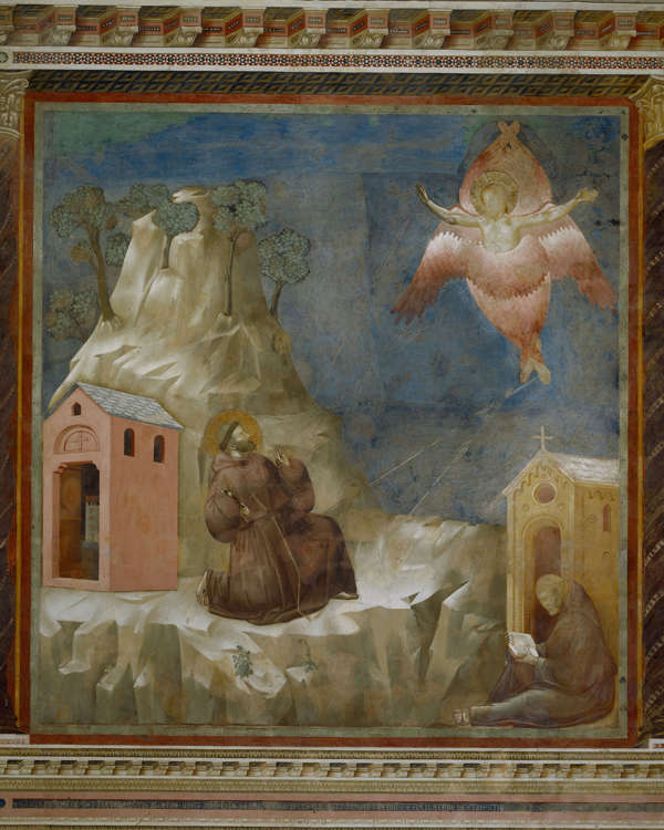 Giotto, Storie di san Francesco. San Francesco riceve le stigmate (1295-1299 circa), affresco, particolare. Assisi, Basilica superiore